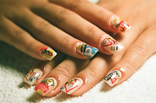Road Sign inspired nails Road Sign inspired nails