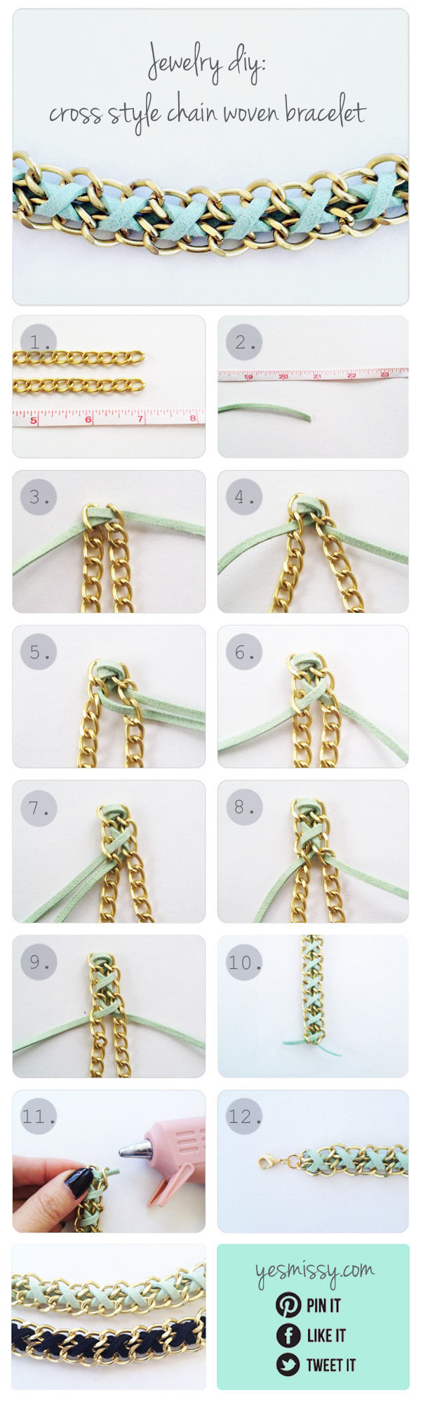 Cross style chain woven bracelet