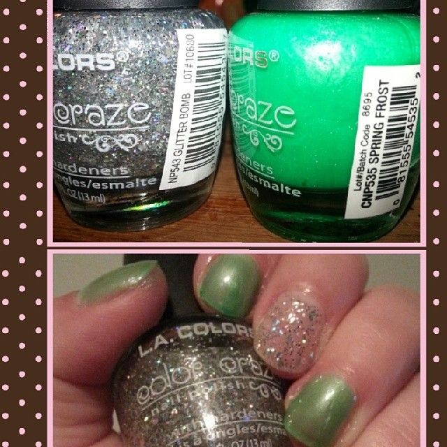 Green glitter nails