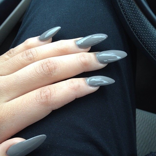Grey stiletto nails