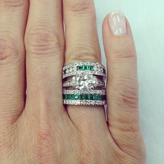 Emerald diamond engagement ring