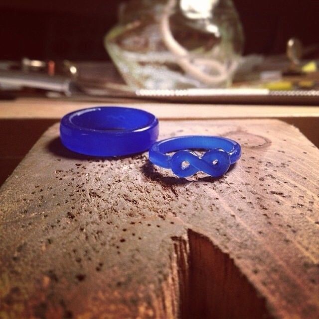 Waxed wedding rings