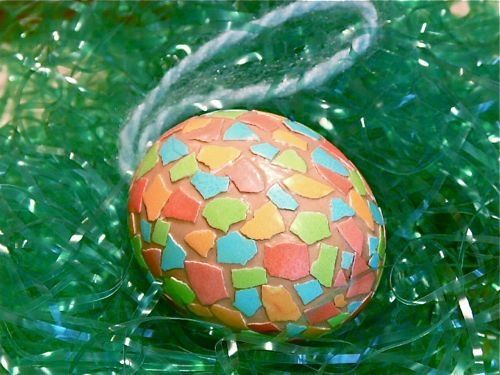 Easter Eggs Decorated with Recycled Kool Aid Colored Egg Shells 