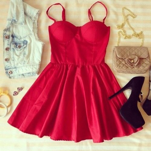 Red Summer Mini Dress with Accessories Red Summer Mini Dress with Accessories