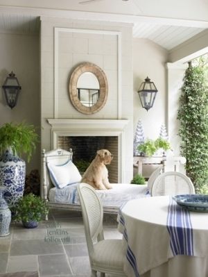 Blue and White Outdoor Room