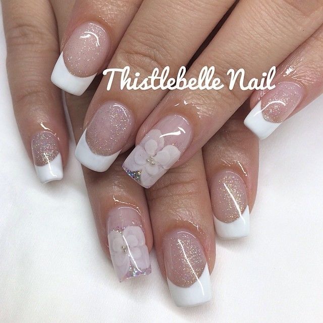 White floral french tips