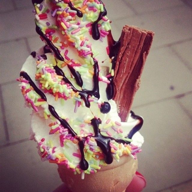 Vanilla and chocolate sprinkle swirl ice cream Vanilla and chocolate sprinkle swirl ice cream