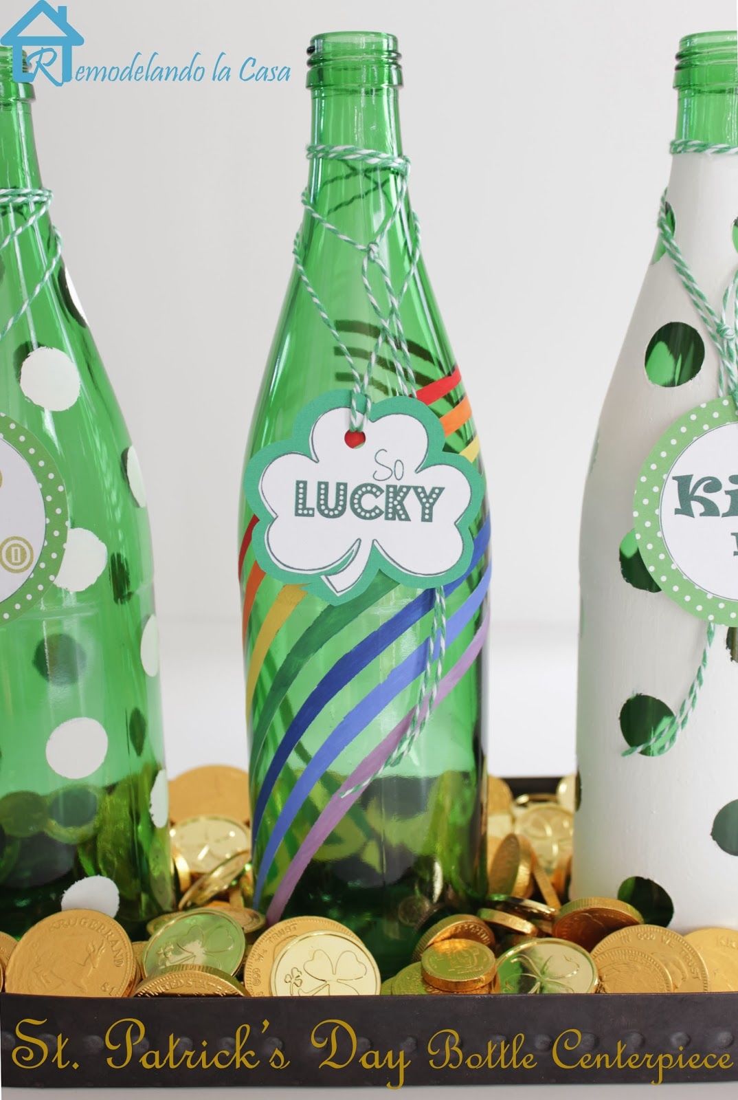 St patricks day bottle centerpiece