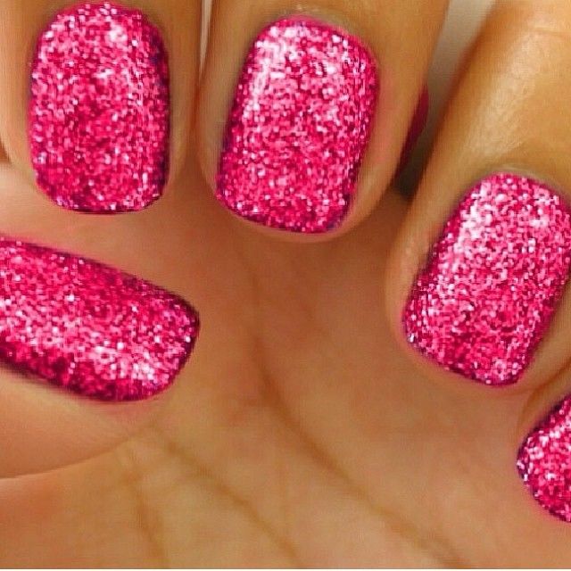 Glittery pink nails