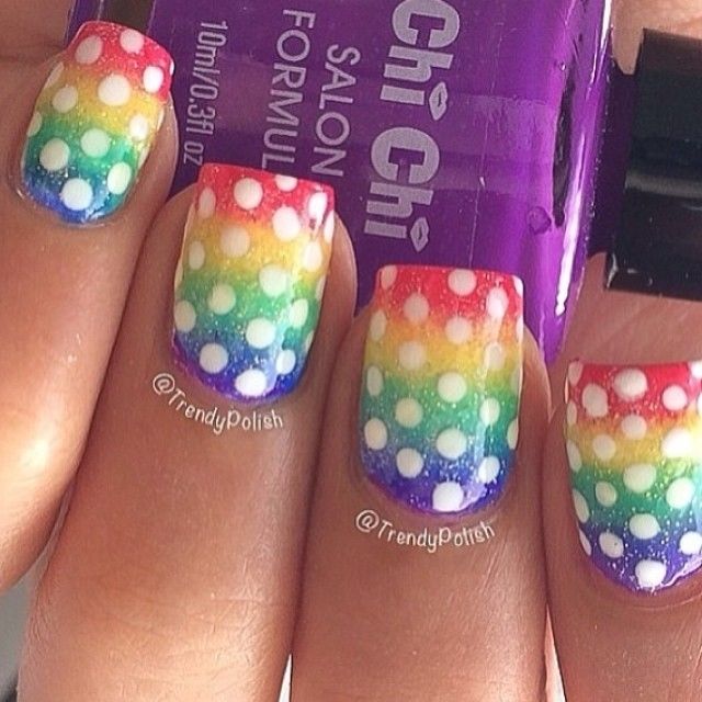 Rainbow polka dot nails Rainbow polka dot nails