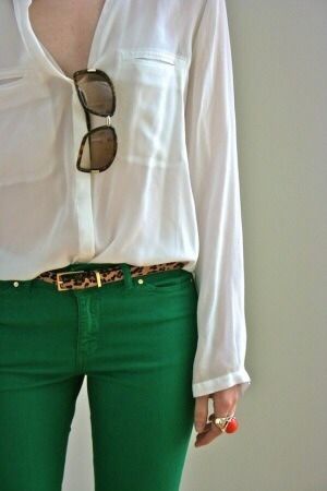 Green Pants and Chiffon Green Pants and Chiffon