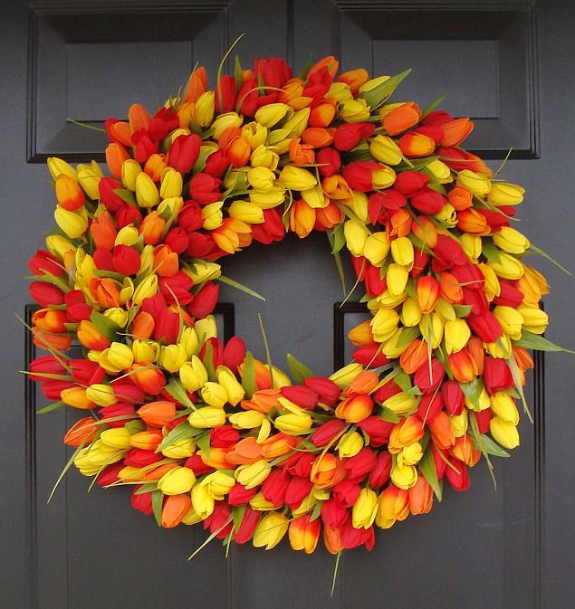 Spring Wreath of Tulips