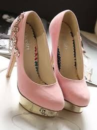 Spring Pink High Heels with Gold Chain Spring Pink High Heels with Gold Chain