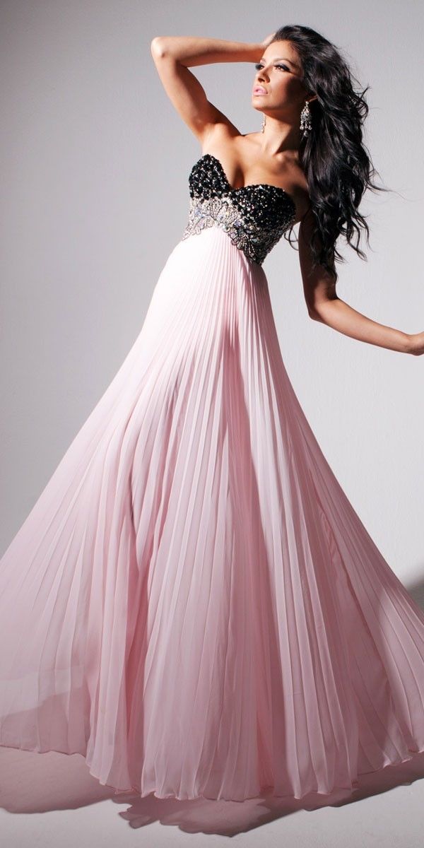 Beautiful Pink Pleated Gown with Sequin Bodice