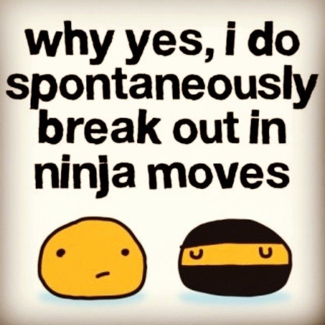 Why yes I do spontaneously break out in ninja moves Why yes I do spontaneously break out in ninja moves