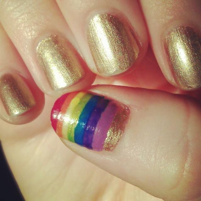 Rainbow gold nails