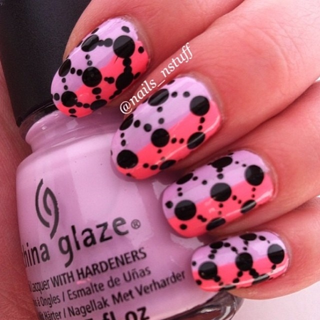 Pink and black designed nails Pink and black designed nails