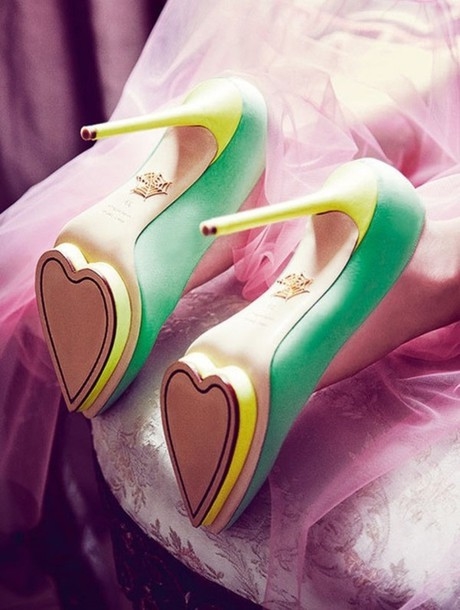 Pastel Heels with Heart Soles