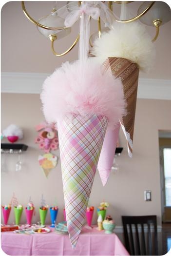 Tulle pom ice cream cones