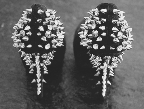 Spiked black heels