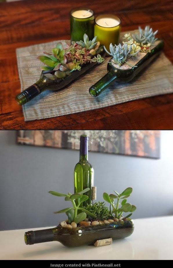 Wine bottle gardens