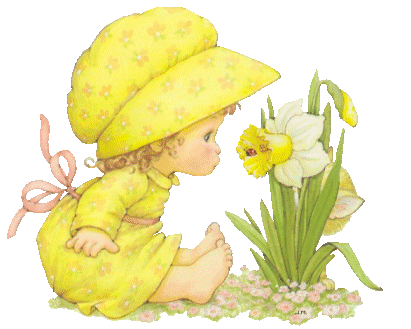 Cute Little Girl and Kitten in Spring