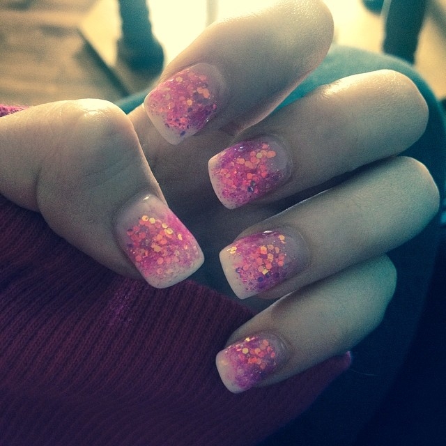 Pink glittery nails