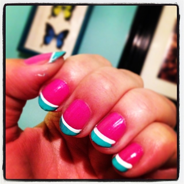 Neon french manicure tonight Neon french manicure tonight