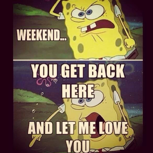 Weekend you get back here