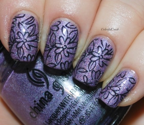 Purple floral glitter Purple floral glitter