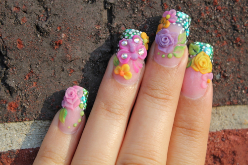 Spring rose nails Spring rose nails