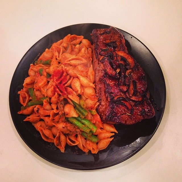 Steak and pasta Steak and pasta