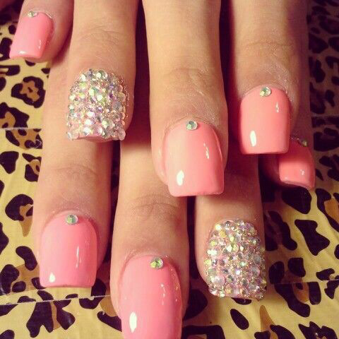Pink studded nails Pink studded nails