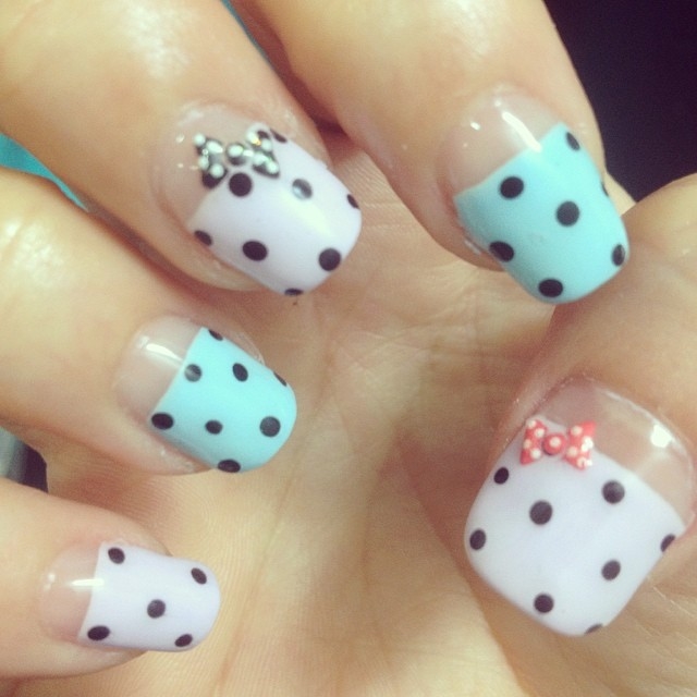 Gel polka dot nails