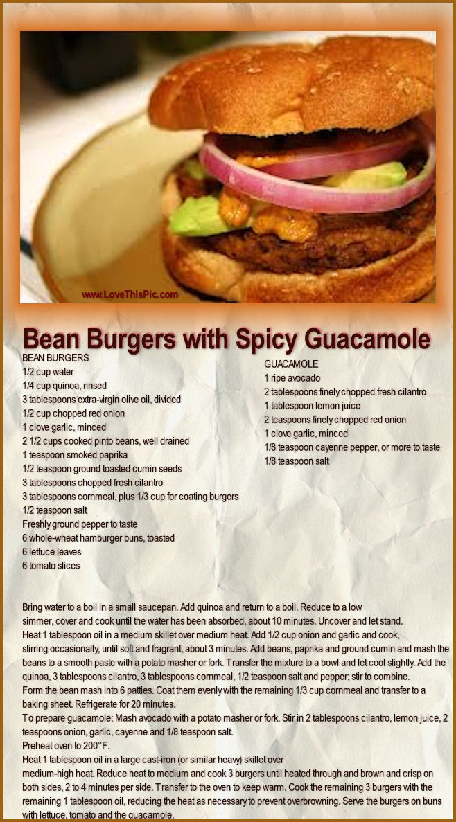 Bean Burger with Spicy Guacamole Recipe Bean Burger with Spicy Guacamole Recipe