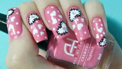 Stitched heart nails Stitched heart nails