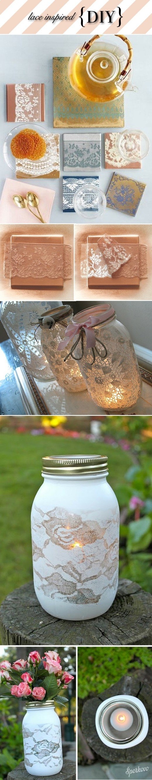 DIY Lace Mason Jar Candles DIY Lace Mason Jar Candles