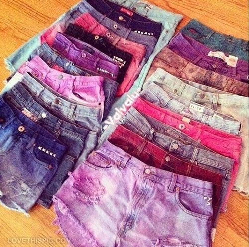 colorful jean shorts