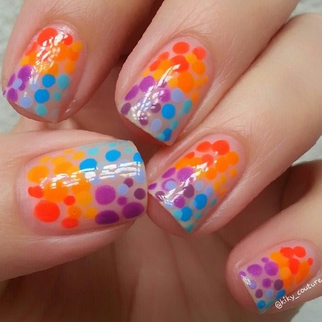 Polka dots and ombre nails