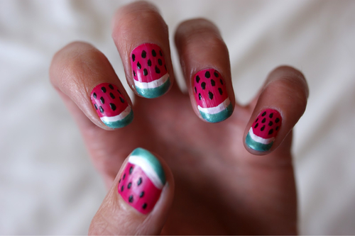 Watermelon nail design Watermelon nail design