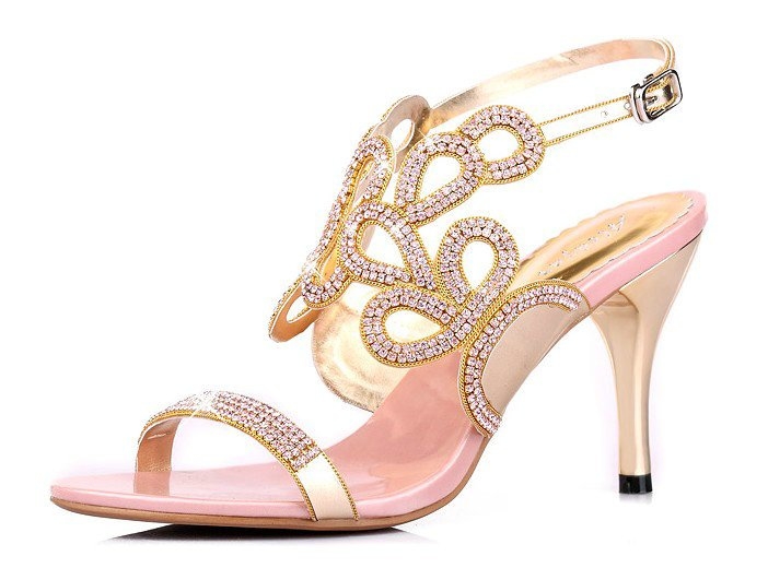 Pink High Heeled Sandals with Cutouts