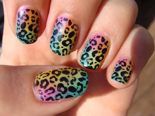 Colorful leopard print nails