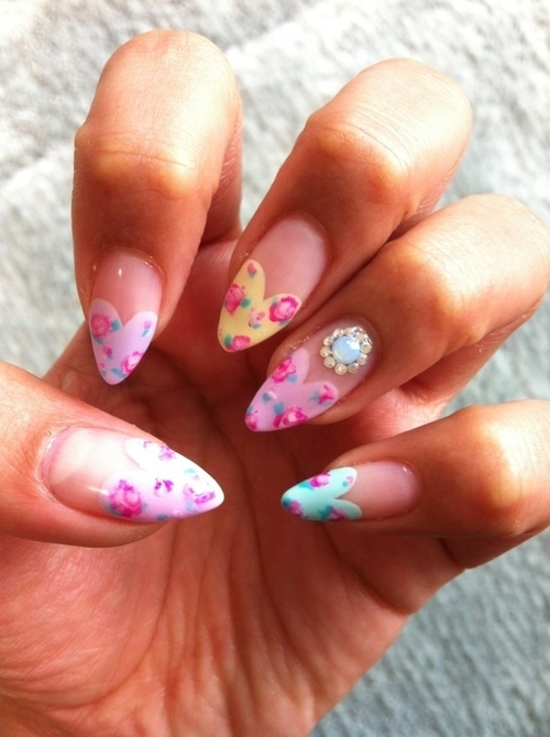 Floral stiletto nails