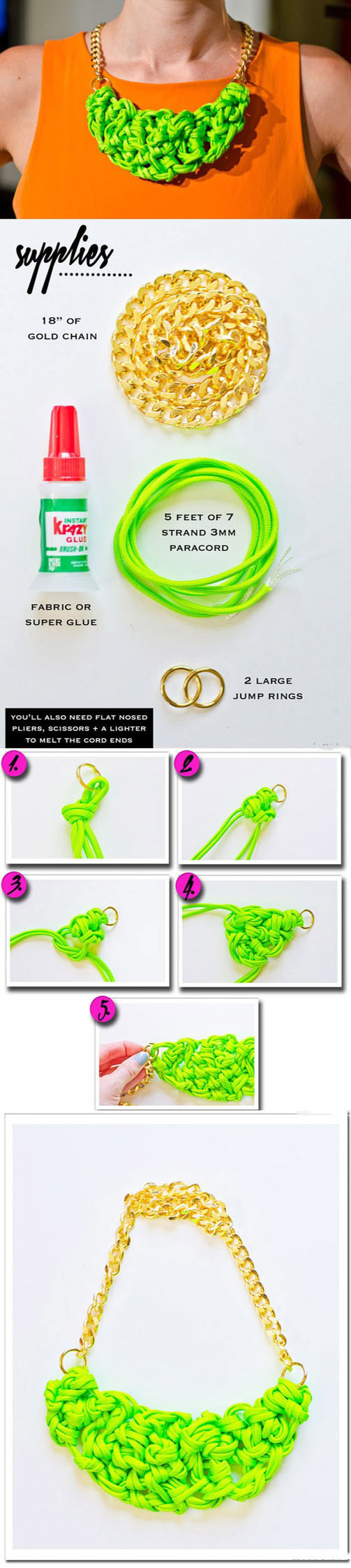 Paracord gold necklace
