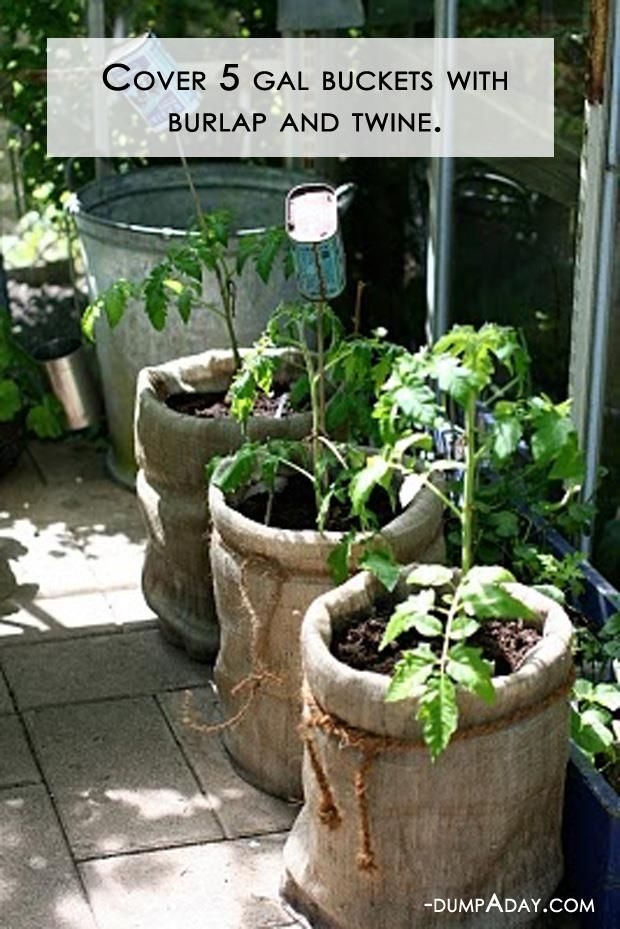Burlap and twine bag garden