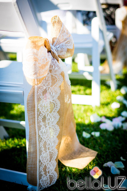 Burlap and lace wedding ceremony bow Burlap and lace wedding ceremony bow
