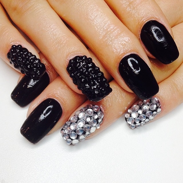 Black and silver nails Black and silver nails