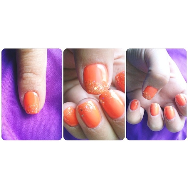 Orange gel nails