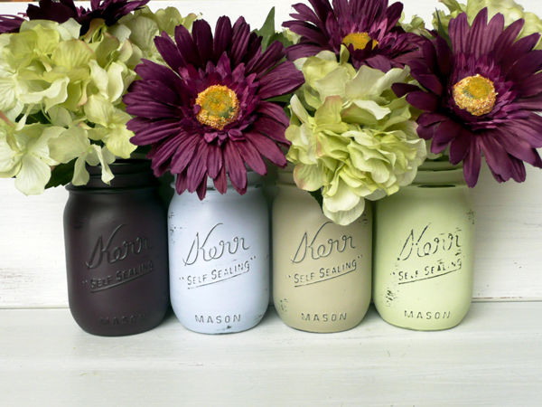 Painted Mason Jars for Vases