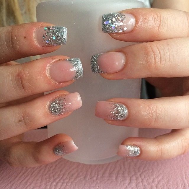 Sliver glitter nails
